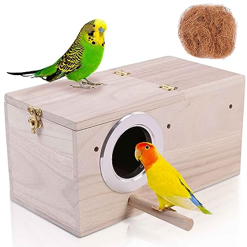 Extra Large Parakeet Nesting Box with Coconut Fiber