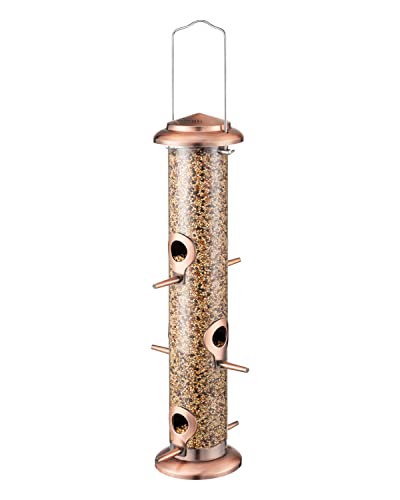 Metal Bird Feeder in Brushed Copper Finish