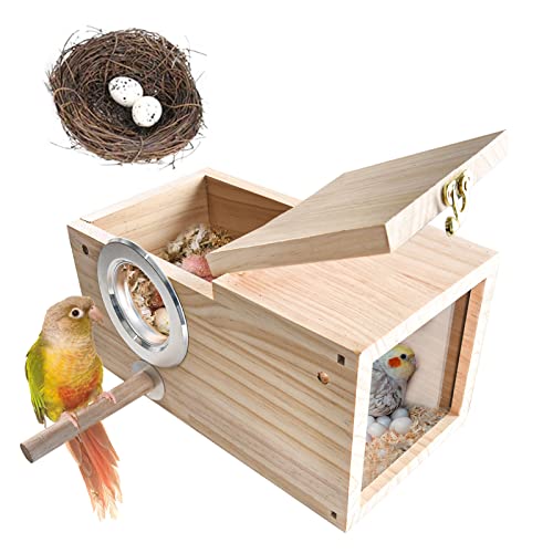 Transparent Wooden Bird Nest Box for Parakeets