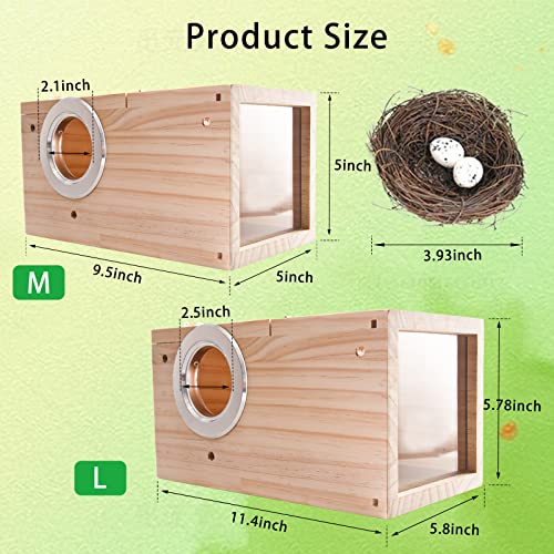 Transparent Wooden Bird Nest Box for Parakeets