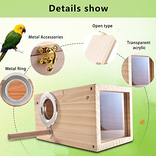 Transparent Wooden Bird Nest Box for Parakeets