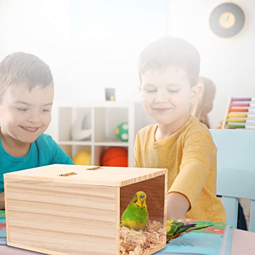 Transparent Wooden Bird Nest Box for Parakeets
