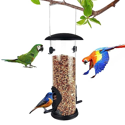 Heavy-Duty Metal Tube Bird Feeder - Black