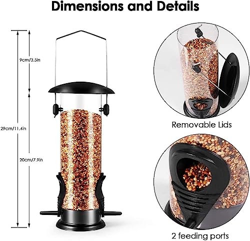 Heavy-Duty Metal Tube Bird Feeder - Black