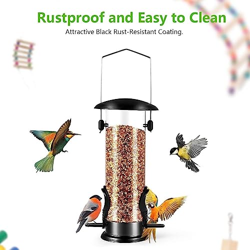 Heavy-Duty Metal Tube Bird Feeder - Black