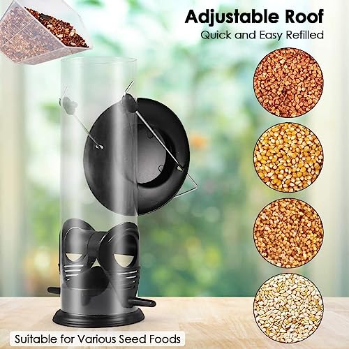Heavy-Duty Metal Tube Bird Feeder - Black