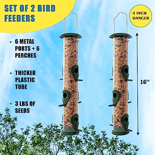 Set of 2 Metal Tube Bird Feeders