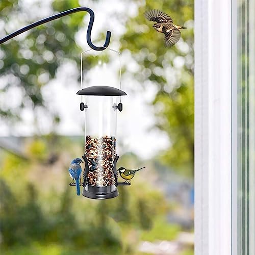 Heavy-Duty Metal Tube Bird Feeder - Black