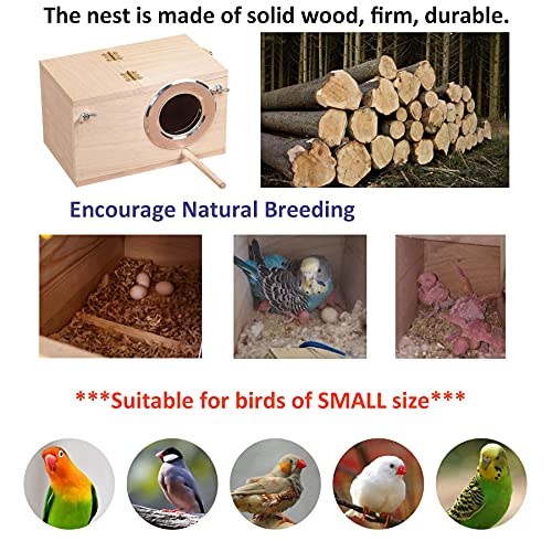 Wooden Bird Nest Box with Perch for Breeding
