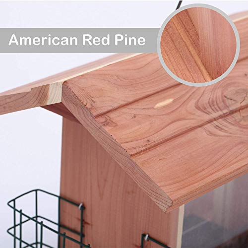 Cedar Bird Feeder with Suet Holder and Windows