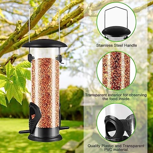 Heavy-Duty Metal Tube Bird Feeder - Black