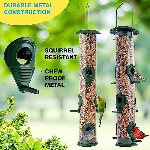 Set of 2 Metal Tube Bird Feeders