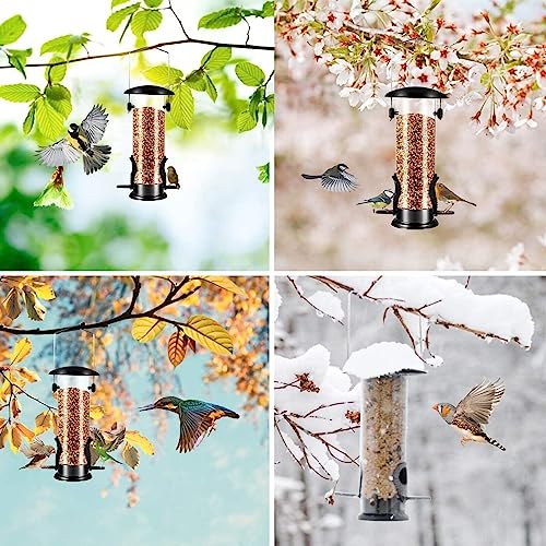 Heavy-Duty Metal Tube Bird Feeder - Black