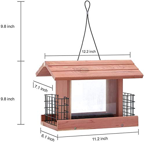 Cedar Bird Feeder with Suet Holder and Windows