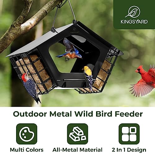 Kingsyard 2-in-1 Outdoor Bird Feeder, Black