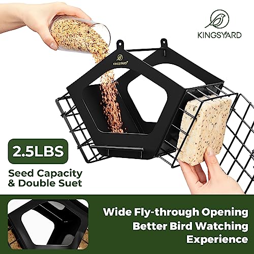 Kingsyard 2-in-1 Outdoor Bird Feeder, Black
