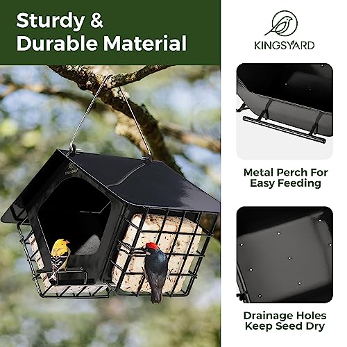 Kingsyard 2-in-1 Outdoor Bird Feeder, Black