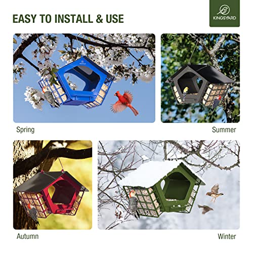Kingsyard 2-in-1 Outdoor Bird Feeder, Black