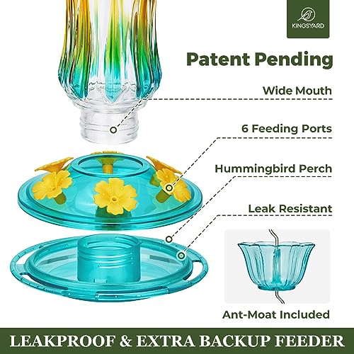 Kingsyard 25-Ounce Turquoise Hummingbird Feeder