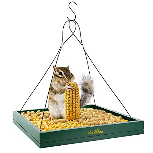 Squirrel-Proof Wooden Bird Feeder for Outdoor Use