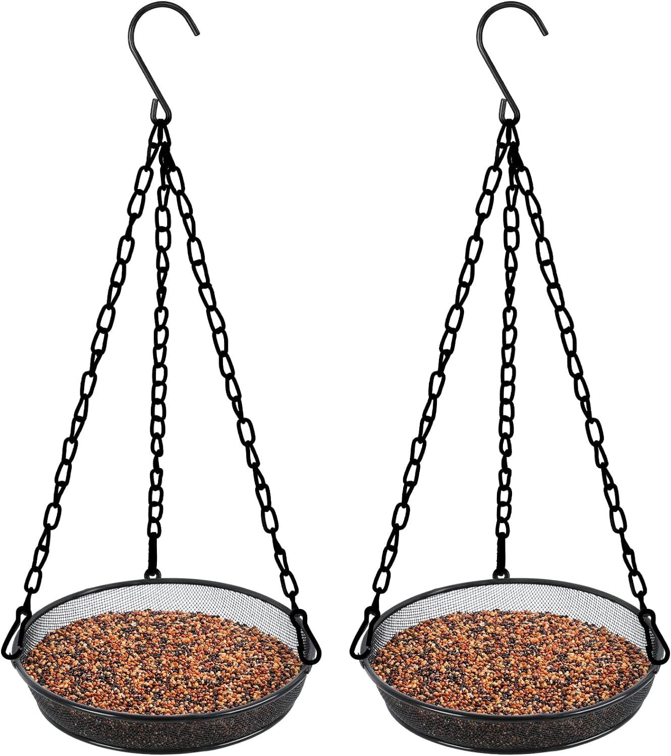 Hanging Metal Bird Feeder Tray Set