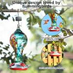Hand Blown Glass Hummingbird Feeder with 4 Ports