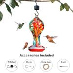 Hand Blown Glass Hummingbird Feeder with 4 Ports