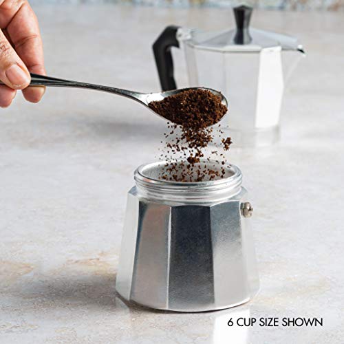 Aluminum espresso maker for bold coffee - 6 cups