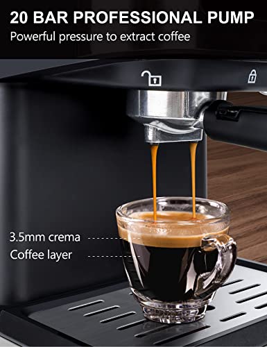 ICUIRE Espresso Machine: 20 Bar Pump, Milk Frother
