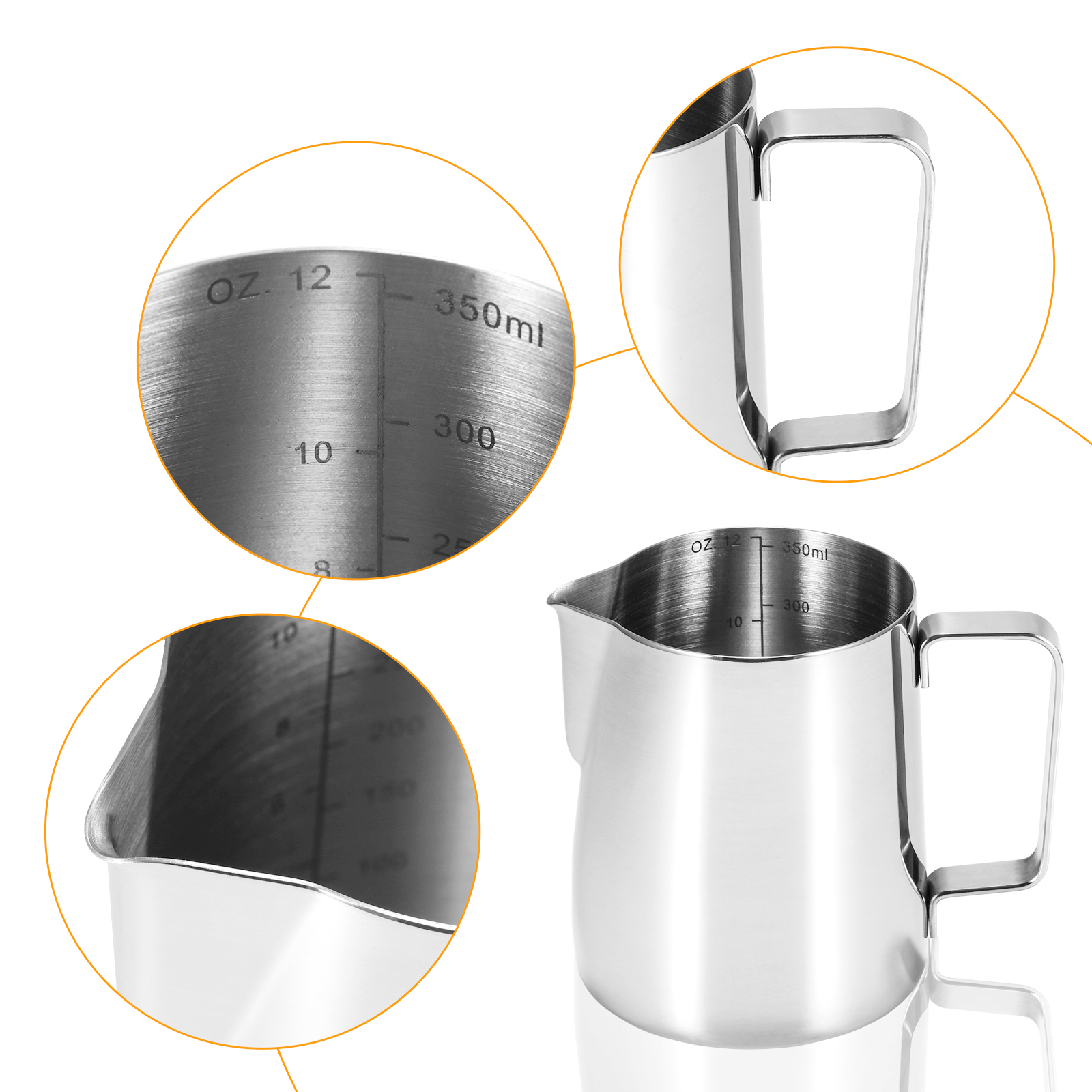 Stainless Steel Milk Frothing Pitcher with Latte Art Pen