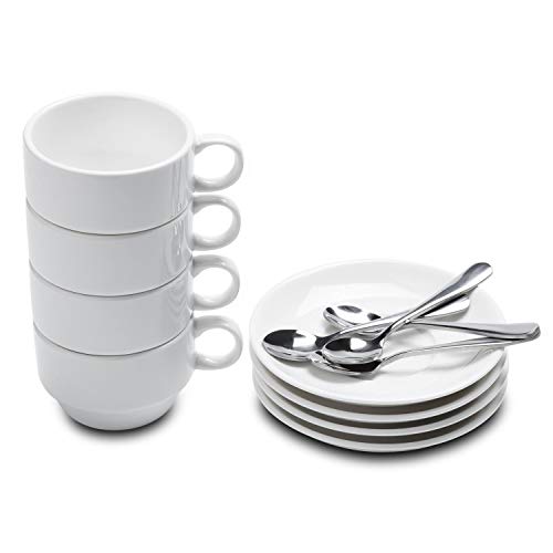 Stackable Espresso Cups with Spoons (12-pc set)