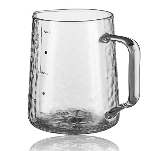 20oz Glass Milk Frothing Pitcher with Measurements