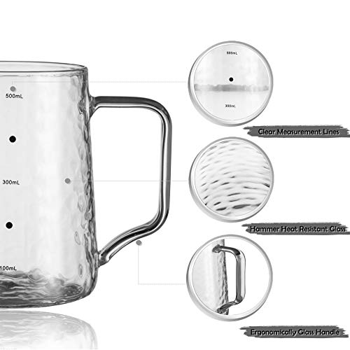 20oz Glass Milk Frothing Pitcher with Measurements
