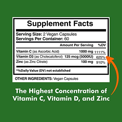 Immune Support Supplements - 120 Vegan Capsules