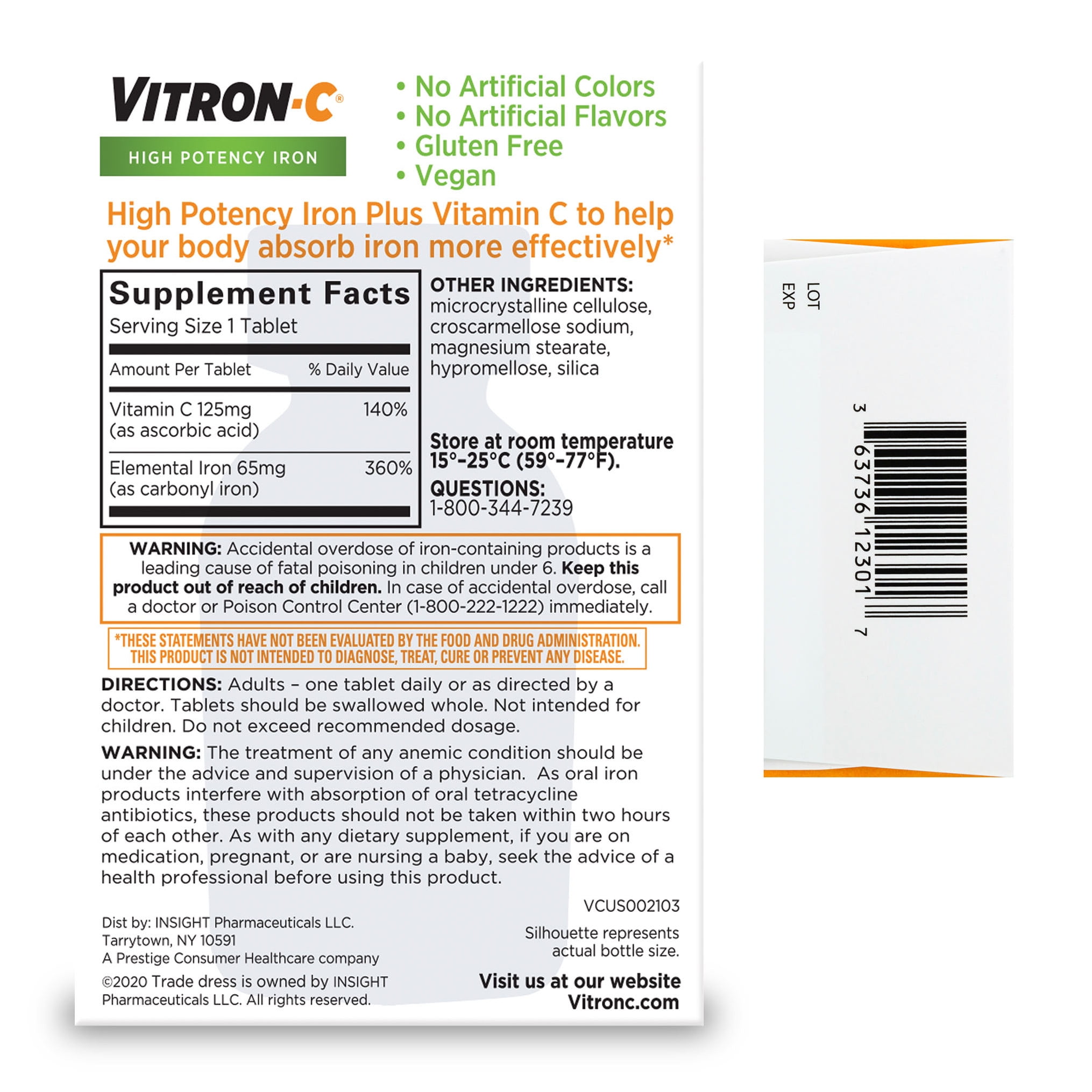 High-Potency Vitron-C Iron Supplement, 60 Count