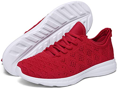 Joomra Women Tennis Shoes Red Cute Lightweight Breathable Gym Fitniss Jogging Walking Sport Athletic Fashion Tennis Sneakers Size 9