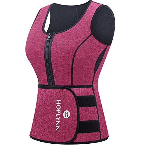 HOPLYNN Sauna Sweat Vest Waist Trainer Corset Trimmer Shaper Belt for Women, Neoprene Waist Cincher Stomach Tummy Shaper Red XXXX-Large