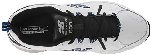 New Balance Men's 608 V5 Casual Comfort Cross Trainer, White/Team Royal, 14