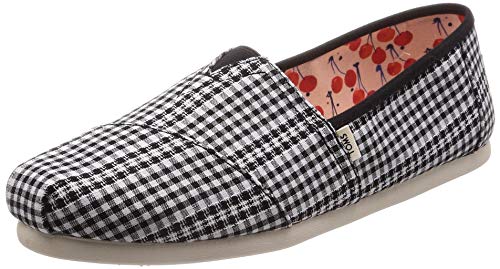 TOMS Women's Alpargata Espadrille, Size: 7.5 B(M) US, Color: Black Gingham Stripe