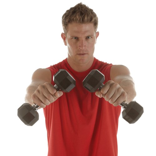 SPRI Dumbbells Hand Weights Deluxe Rubber Encased Chrome Handle All-Purpose Dumbbell (Available in 3, 5, 8, 10, 12, 15, 20, 25, 30, 35, 30, 45, 50 Pounds)