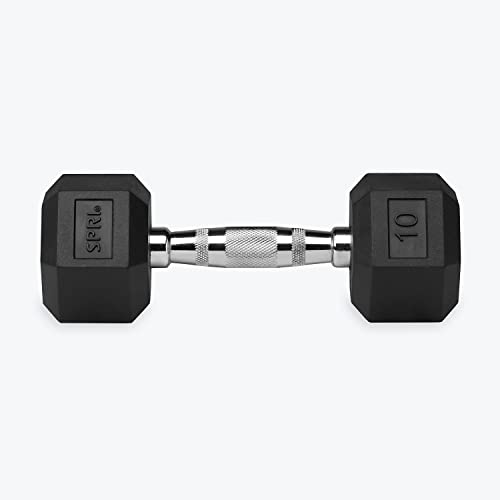 SPRI Dumbbells Deluxe Rubber Coated Hand Weights All-Purpose Color Coded Dumbbell for Strength Training (Set of 2) (10-Pound)
