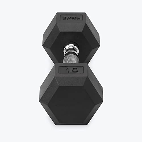 SPRI Dumbbells Deluxe Rubber Coated Hand Weights All-Purpose Color Coded Dumbbell for Strength Training (Set of 2) (10-Pound)