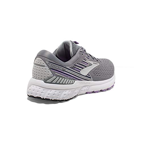 Brooks Womens Adrenaline GTS 19 Running Shoe - Grey/Lavender/Navy - B - 13.0