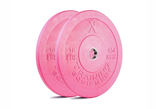 10lb Pink Bumper Plate Pair Solid Rubber with Steel Insert - Great for Crossfit Workouts - (2 X 10 lb Pound Pink Plates)