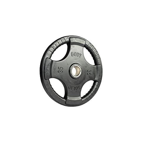 Body-Solid: Rubber Coated Olympic Weight Plate (1) with Anti-Slip Grip - Perfect for Strength Training, Home Gym, and Barbell Workouts, 45lb