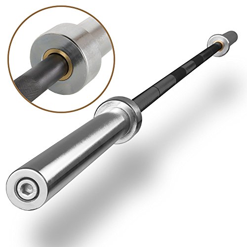 XMark Fitness Combo Offer 7 ft. Olympic Excercise Bar XM-3817-BLACK with Premium Quality Rubber Coated Tri-Grip Olympic Weights Set XM-3377-BAL-115