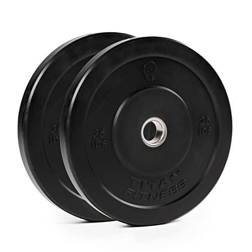Titan Fitness Pair 25 lb Olympic Bumper Plate Black Benchpress Strength Training