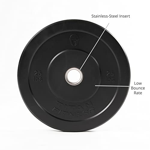 Titan Fitness Pair 25 lb Olympic Bumper Plate Black Benchpress Strength Training