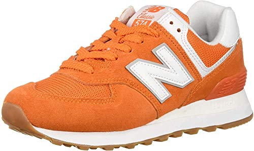 New Balance Women's 574 V2 Essentials Sneaker, Varsity Orange/White, 5.5 W US