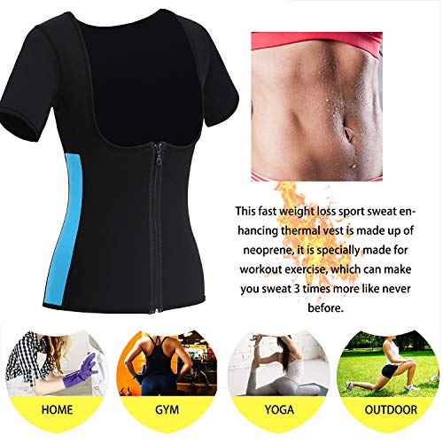 Women Sauna Suit Waist Trainer Neoprene Shirt for Sport Workout Corset Hot Body Shaper Top (4XL, Black Sauna Sweat Shirt)